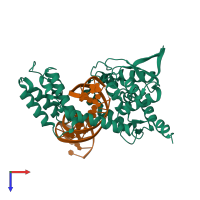 PDB entry 4f43 coloured by chain, top view.