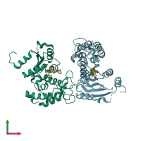 PDB entry 4f45 coloured by chain, front view.