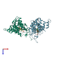 PDB entry 4f45 coloured by chain, top view.