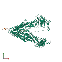 PDB entry 4f4c coloured by chain, front view.