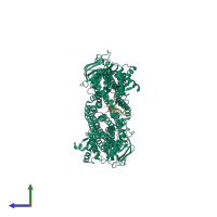 PDB entry 4f4c coloured by chain, side view.