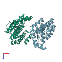 PDB entry 4f4i coloured by chain, top view.