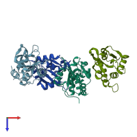 PDB entry 4f4m coloured by chain, top view.