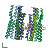 PDB entry 4f4s coloured by chain, front view.