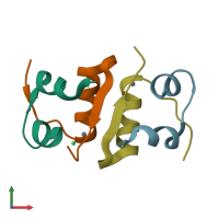 PDB entry 4f4t coloured by chain, front view.