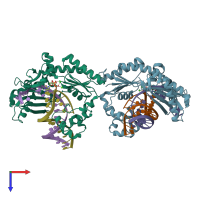 PDB entry 4f4y coloured by chain, top view.