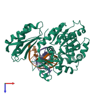 PDB entry 4f50 coloured by chain, top view.