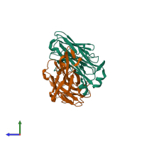 PDB entry 4f57 coloured by chain, side view.