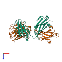 PDB entry 4f57 coloured by chain, top view.