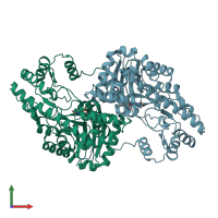 PDB entry 4f5f coloured by chain, front view.