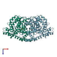 PDB entry 4f5f coloured by chain, top view.