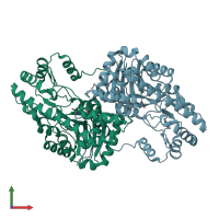 PDB entry 4f5h coloured by chain, front view.