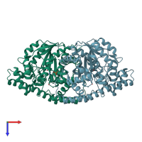 PDB entry 4f5h coloured by chain, top view.