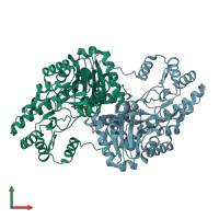 PDB entry 4f5j coloured by chain, front view.