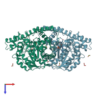 PDB entry 4f5l coloured by chain, top view.