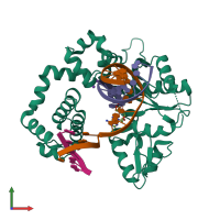 PDB entry 4f5p coloured by chain, front view.