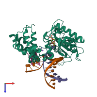 PDB entry 4f5p coloured by chain, top view.