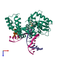 PDB entry 4f5q coloured by chain, top view.