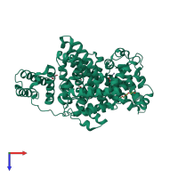 PDB entry 4f5v coloured by chain, top view.