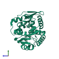 PDB entry 4f60 coloured by chain, side view.