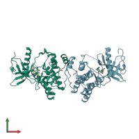 PDB entry 4f64 coloured by chain, front view.