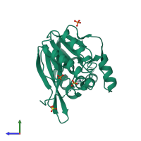 PDB entry 4f6h coloured by chain, side view.