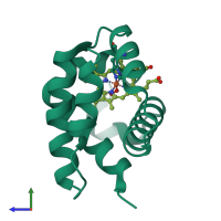 PDB entry 4f6i coloured by chain, side view.