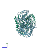 PDB entry 4f6l coloured by chain, side view.