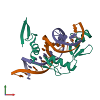 PDB entry 4f6m coloured by chain, front view.