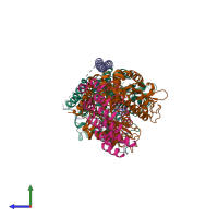 PDB entry 4f6r coloured by chain, side view.