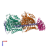 PDB entry 4f6r coloured by chain, top view.