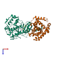 PDB entry 4f6s coloured by chain, top view.