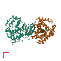 PDB entry 4f6w coloured by chain, top view.
