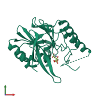 PDB entry 4f6z coloured by chain, front view.