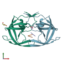 PDB entry 4f75 coloured by chain, front view.