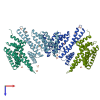 PDB entry 4f7r coloured by chain, top view.