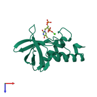 PDB entry 4f7x coloured by chain, top view.