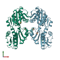 PDB entry 4f8e coloured by chain, front view.