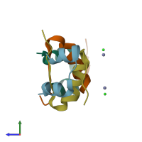 PDB entry 4f8f coloured by chain, side view.