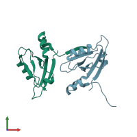 PDB entry 4f8k coloured by chain, front view.