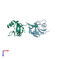 PDB entry 4f8k coloured by chain, top view.