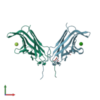 PDB entry 4f8p coloured by chain, front view.