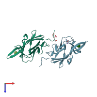 PDB entry 4f8p coloured by chain, top view.