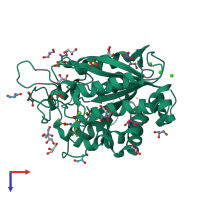 PDB entry 4f8z coloured by chain, top view.