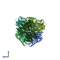 PDB 4f9f coloured by chain and viewed from the side.