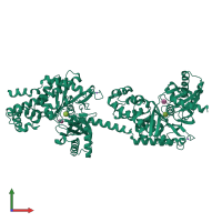 Monomeric assembly 1 of PDB entry 4f9o coloured by chemically distinct molecules, front view.