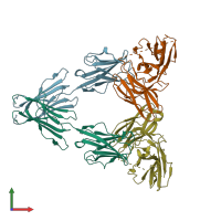 PDB entry 4f9p coloured by chain, front view.