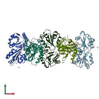 PDB entry 4f9z coloured by chain, front view.