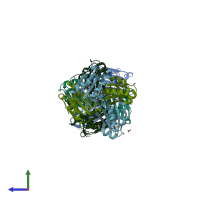 PDB entry 4f9z coloured by chain, side view.