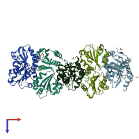 PDB entry 4f9z coloured by chain, top view.